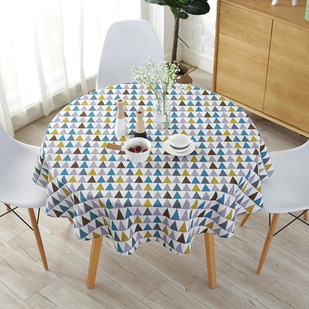 Nappe Ronde Nordique 🌿 | Coton Lin Lavable – 4 Coloris – 120 &amp; 150 cm – Mariage, Fêtes