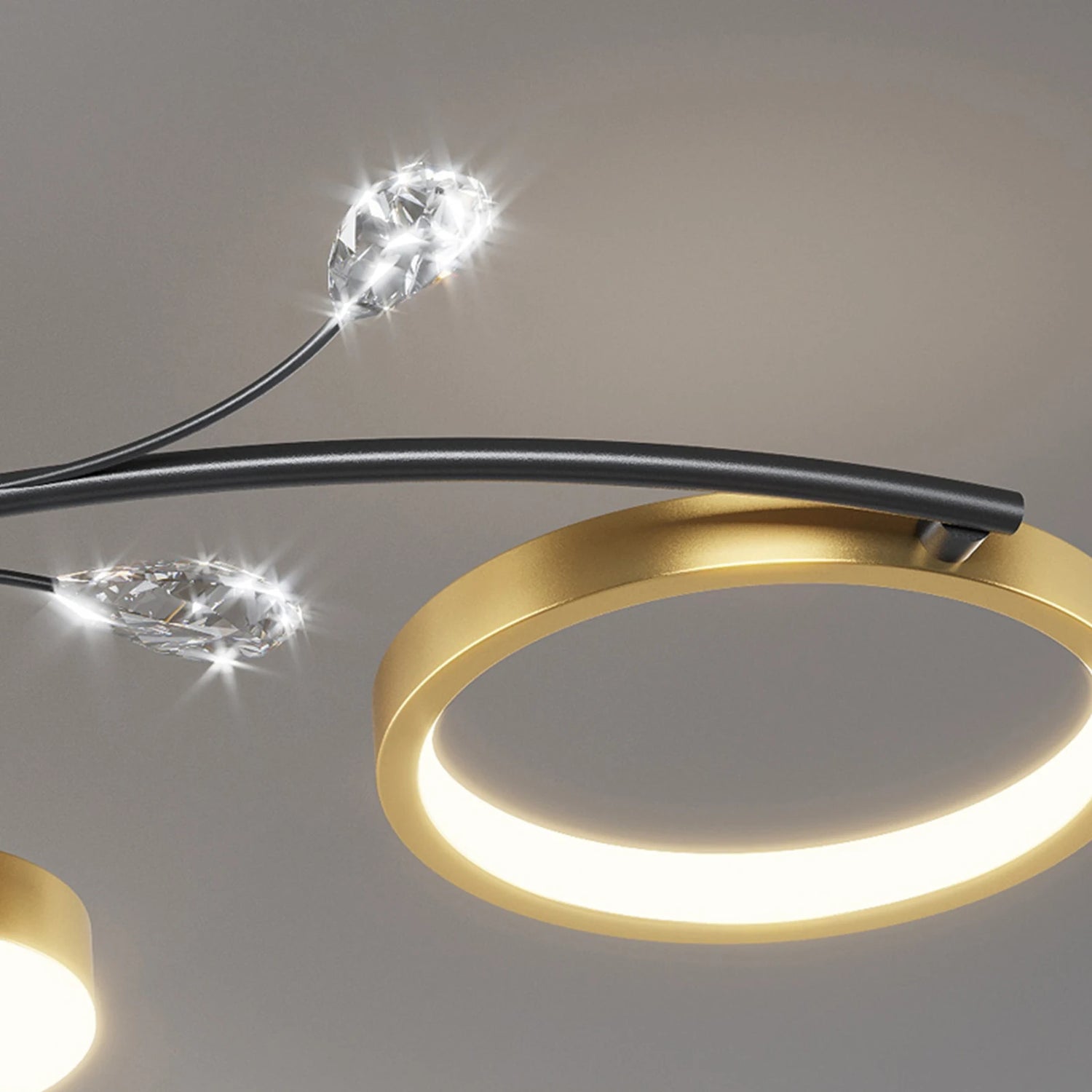 Lustre Plafonnier LED Doré Style Nordique – Dimmable Télécommande – 6, 8 ou 10 Lumières – Salon &amp; Hôtel