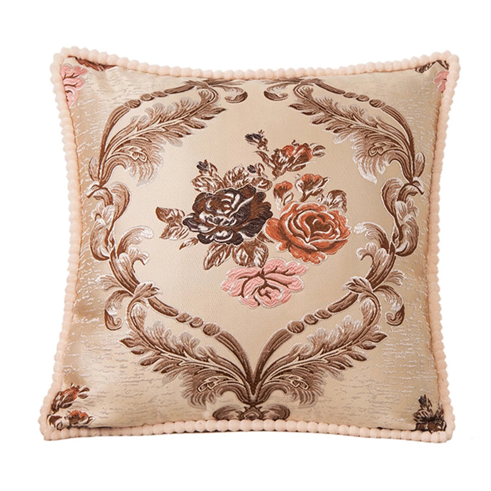 Housse de Coussin Décorative Jacquard 🌸 | Motifs Brodés – Douce &amp; Lavable