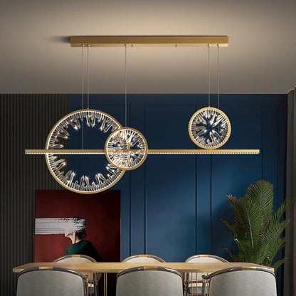 Lustre Anneau Cristal LED – Suspension Circulaire Or &amp; Cristal K9 | Modern Ring Chandelier