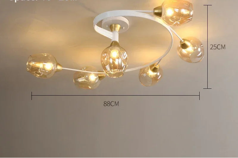 Plafonnier Design Magic Bean en Verre – Style Américain Moderne – 4 ou 6 Têtes