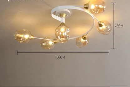 Plafonnier Design Magic Bean en Verre – Style Américain Moderne – 4 ou 6 Têtes