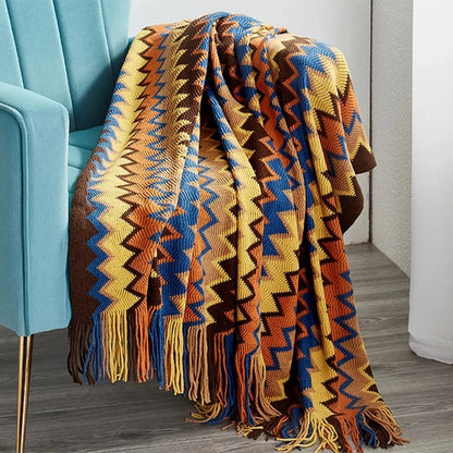 Plaid Boho Aztec – Couverture &amp; Jeté de Canapé – Multi Tailles