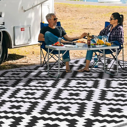 Tapis Extérieur Imperméable Réversible – Matière Recyclée – Terrasse, Balcon &amp; Pique-nique | 5 Tailles