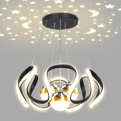 Lustre LED Suspendu Style Nordique – Design Art – Or, Noir ou Chrome – Dimmable Télécommande – Salon &amp; Cuisine