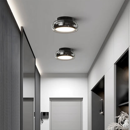 Plafonnier LED Nordique en Verre – Dimmable, Télécommande, Chrome ou Noir | Nordic Glass Ceiling Light