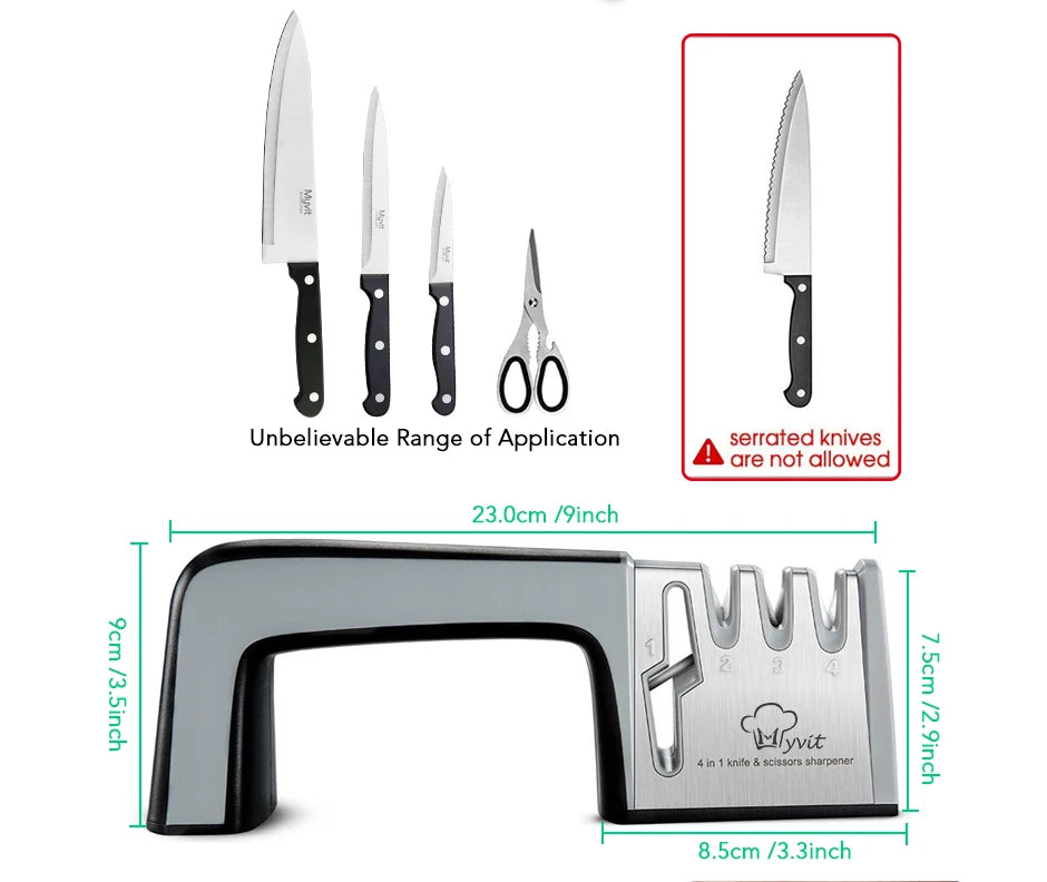 Aiguiseur de Couteaux Professionnel – 3 ou 4 Étapes, Diamond/Céramique/Tungstène