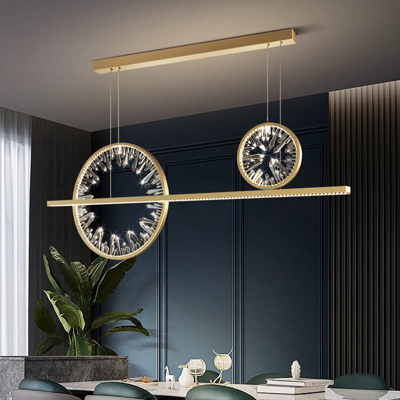 Lustre Anneau Cristal LED – Suspension Circulaire Or &amp; Cristal K9 | Modern Ring Chandelier