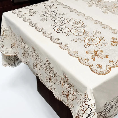 Nappe Rectangulaire PVC Dentelle 🍽️ | Imperméable &amp; Anti-Taches – Style Européen – 90,5x140 cm