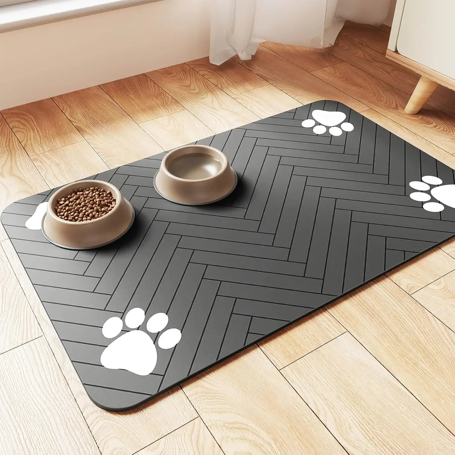 Tapis de Gamelle Absorbant pour Chien &amp; Chat 🐾 – Antidérapant &amp; Séchage Rapide