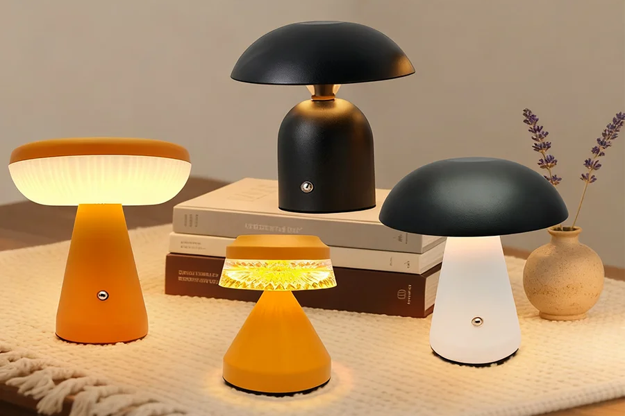 Lampe de Bureau Champignon LED – Tactile, Rechargeable &amp; Dimmable – Style Nordique