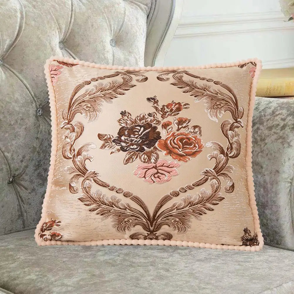 Housse de Coussin Décorative Jacquard 🌸 | Motifs Brodés – Douce &amp; Lavable