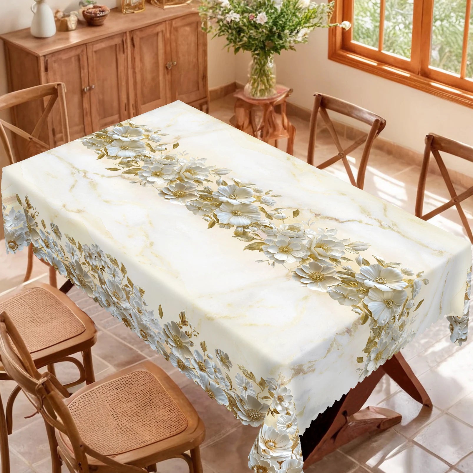 Nappe Florale Printanière Imperméable – Impression 3D – Ronde ou Carrée