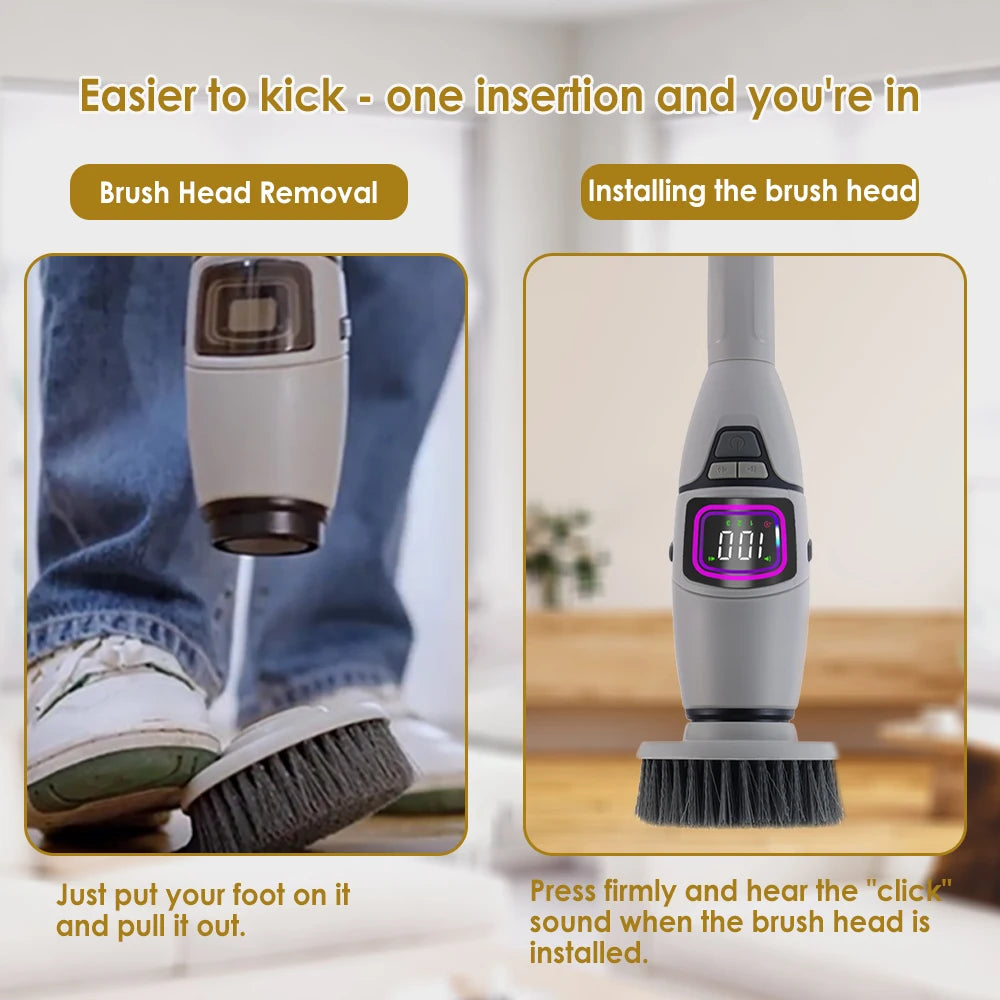 Brosse Électrique de Nettoyage Sans Fil – Télescopique 33-128cm, IPX7 | 13 Têtes