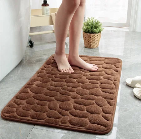 Tapis de Bain Antidérapant – Memory Foam – Effet Galets – 40×60 / 50×80 cm
