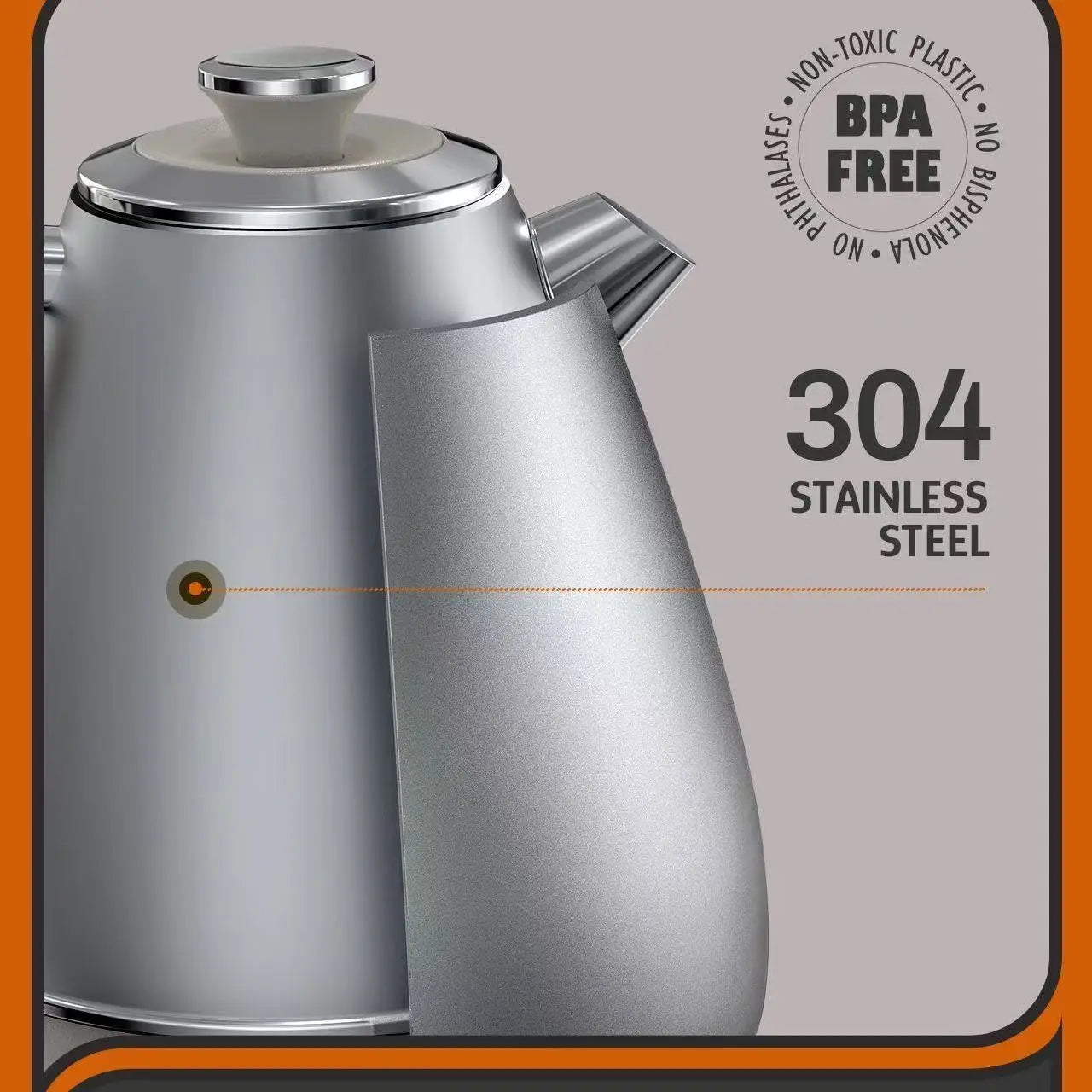 Bouilloire Rétro Électrique 1.8L – Inox 304, Thermomètre, Anti-Calcaire