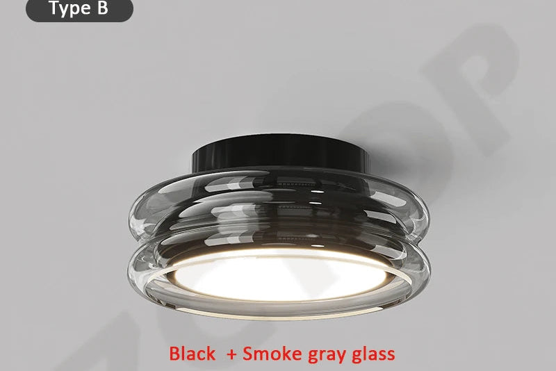 Plafonnier LED Nordique en Verre – Dimmable, Télécommande, Chrome ou Noir | Nordic Glass Ceiling Light