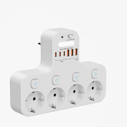 Multiprise EU Multifonction 4000W – 4 Prises, 4 USB, Veilleuse &amp; Support Téléphone