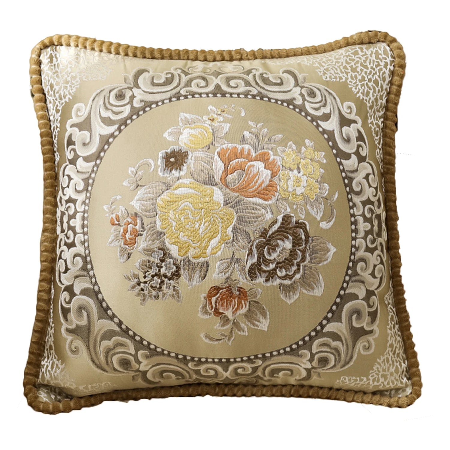 Housse de Coussin Décorative Jacquard 🌸 | Motifs Brodés – Douce &amp; Lavable