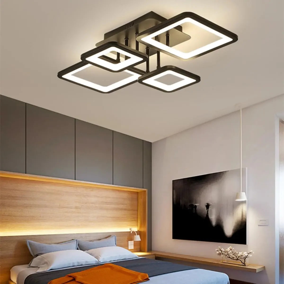 Plafonnier LED 54W avec Télécommande – Lumière Tricolore Dimmable – Salon, Chambre &amp; Cuisine