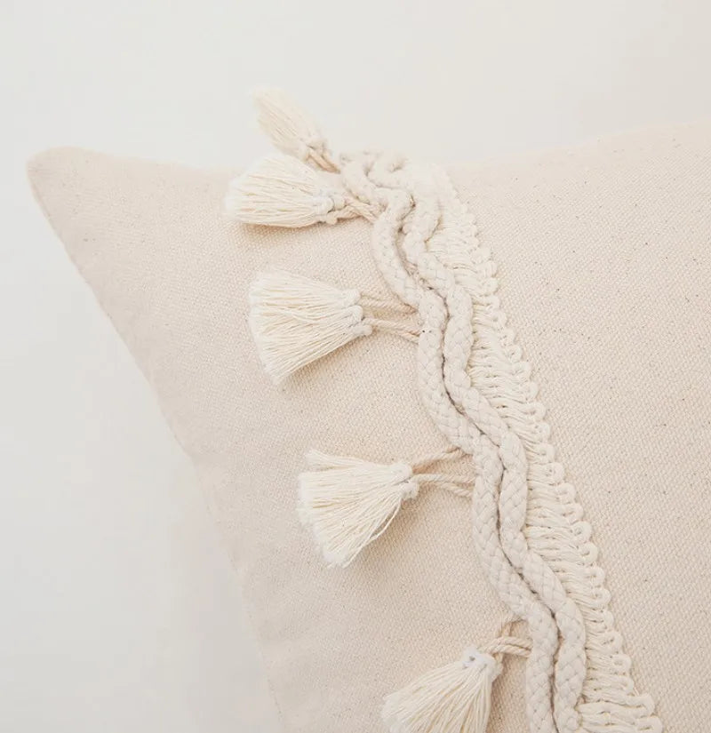 Housse de Coussin Boho Marocaine 🌿 | Touffetée &amp; Pompons – 2 Tailles – Déco Canapé