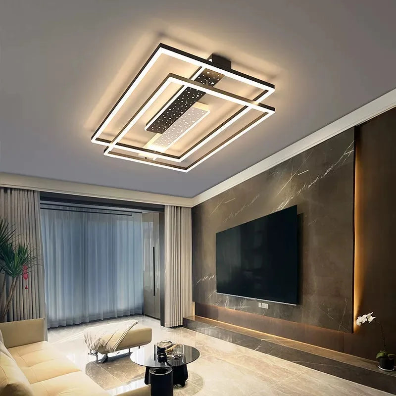Plafonnier LED Acrylique Style Nordique – Dimmable Tricolore – Rond, Carré ou Rectangle – Salon &amp; Chambre