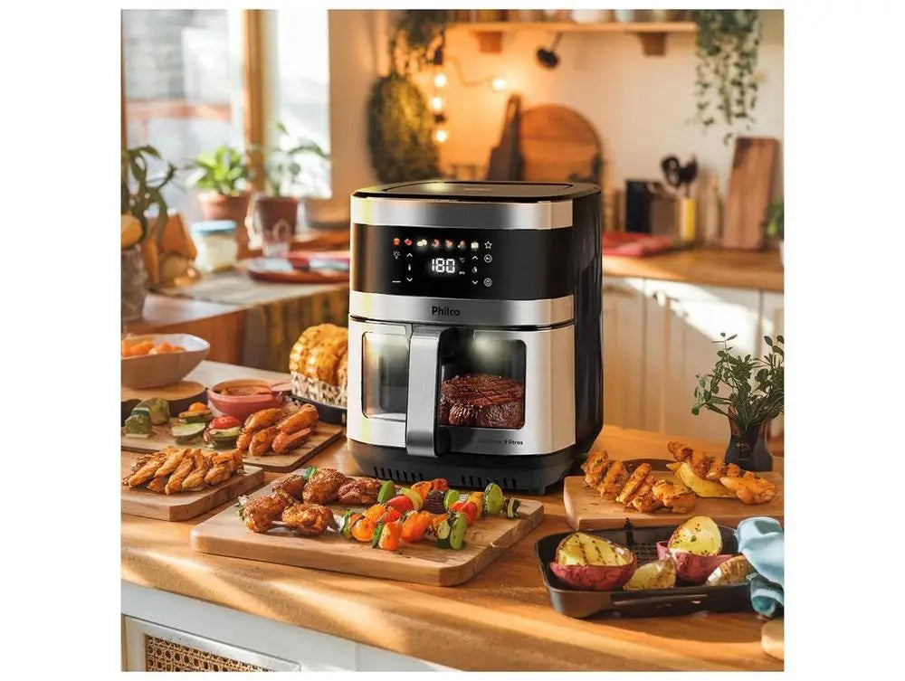 Friteuse à Air Philco 9L – Digital, Inox &amp; Noir, 220V