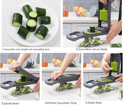 Coupe‑Légumes Multifonction 6‑en‑1 – Mandoline &amp; Râpe Manuelle – Accessoire de Cuisine