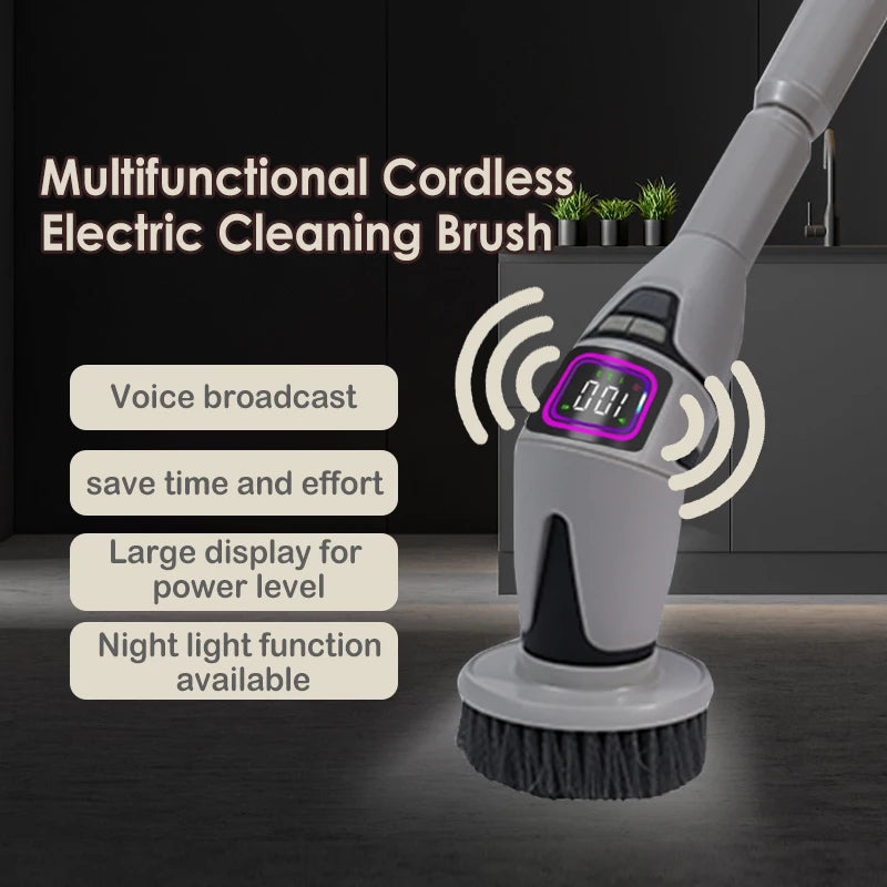 Brosse Électrique de Nettoyage Sans Fil – Télescopique 33-128cm, IPX7 | 13 Têtes