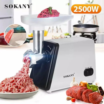 Hachoir à Viande Électrique 3 Vitesses – Inox, Mixeur Multifonction Légumes &amp; Viande, 2L