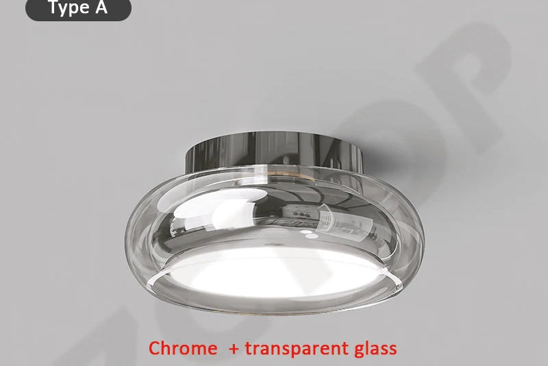 Plafonnier LED Nordique en Verre – Dimmable, Télécommande, Chrome ou Noir | Nordic Glass Ceiling Light
