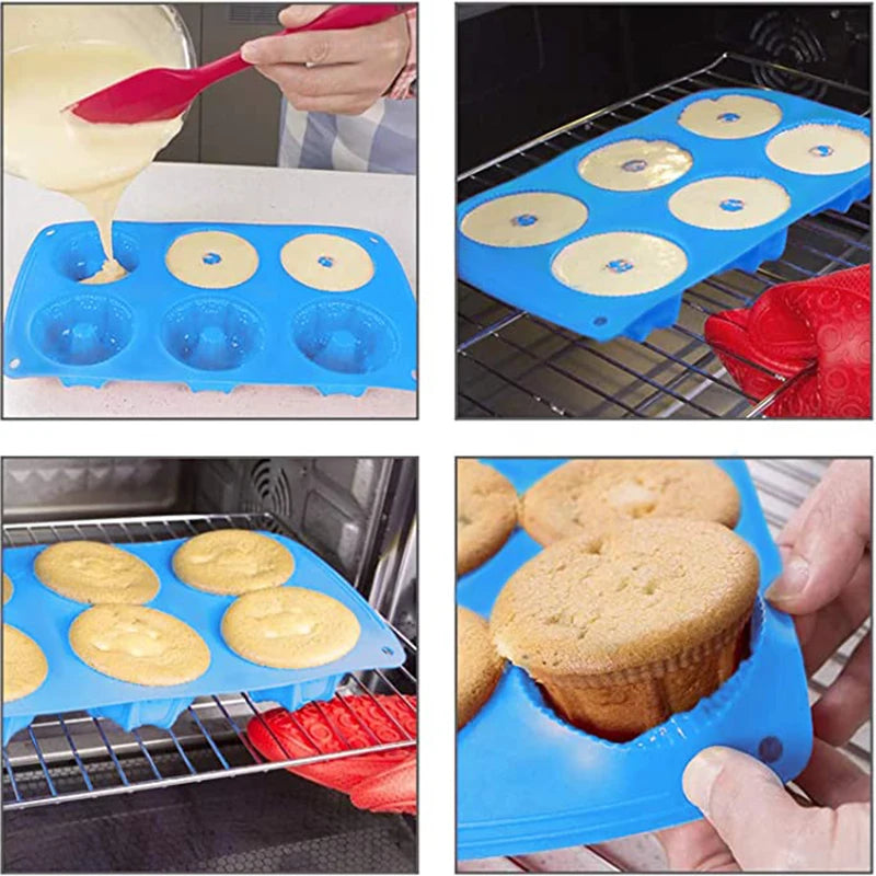 Moule Silicone 6 Cavités 🎂 | Fleur, Spirale &amp; Tour – Rose ou Bleu – Pâtisserie &amp; Savon