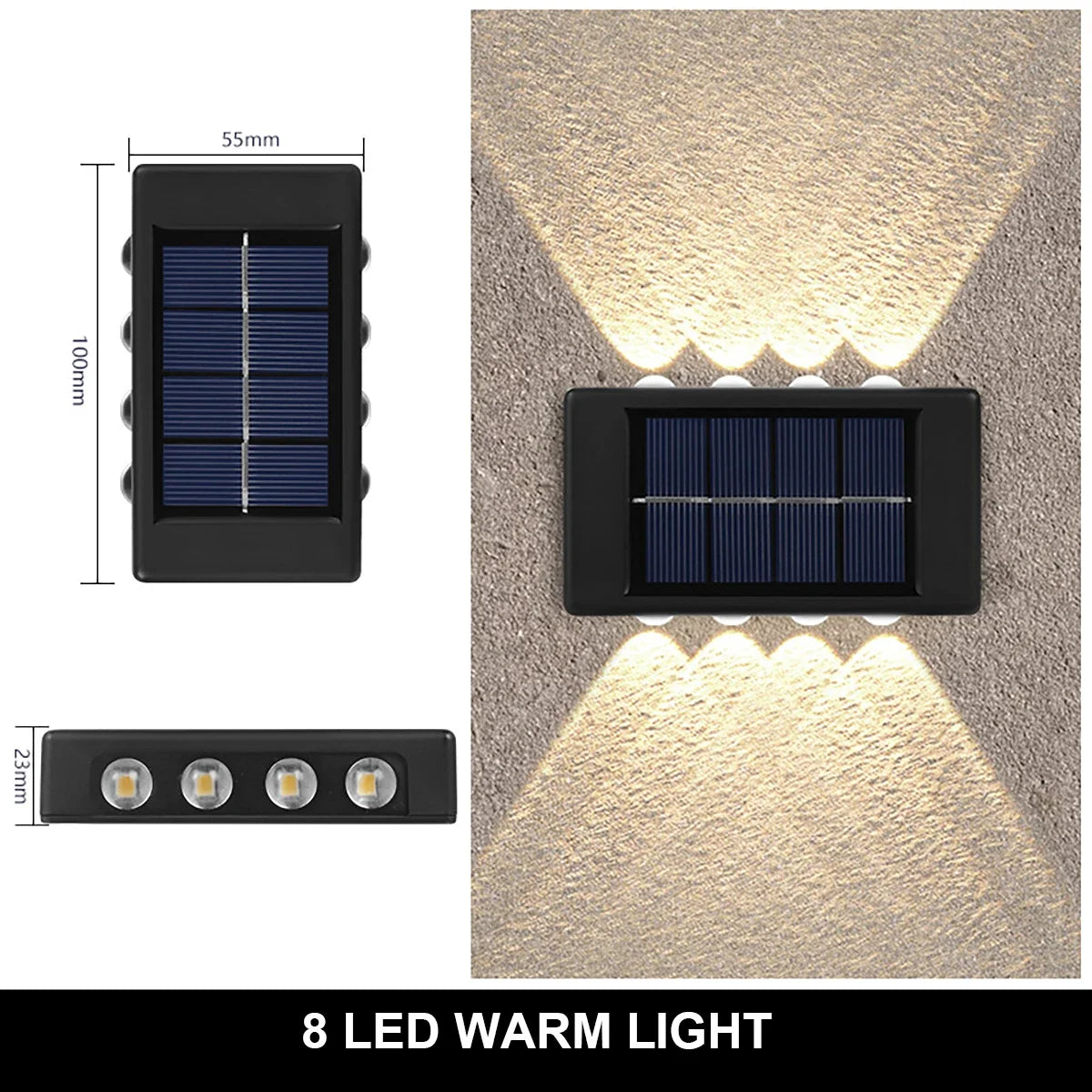 Lampe Murale Solaire LED Étanche – 4 à 16 LED – Éclairage Extérieur
