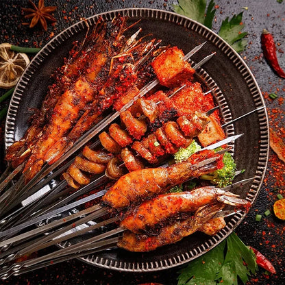 Brochettes Inox Réutilisables – Barbecue, Grill &amp; Camping (10/15/20 pièces + Tube)