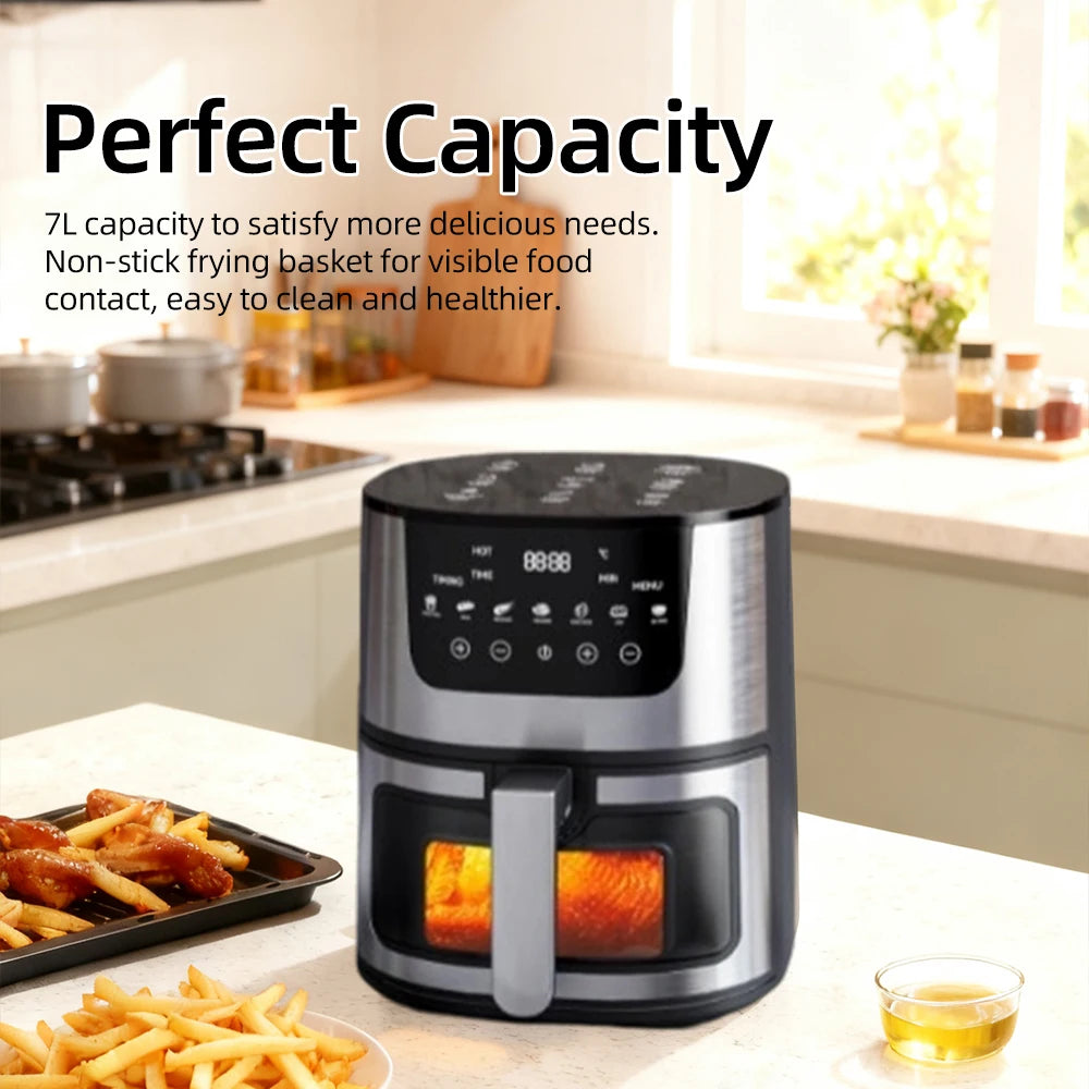 Friteuse à Air Visuelle 7L DIVEDEER – 1400W, Multifonction, Sans Huile