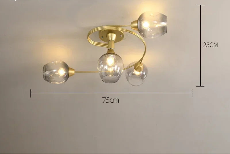 Plafonnier Design Magic Bean en Verre – Style Américain Moderne – 4 ou 6 Têtes