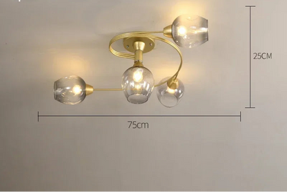 Plafonnier Design Magic Bean en Verre – Style Américain Moderne – 4 ou 6 Têtes