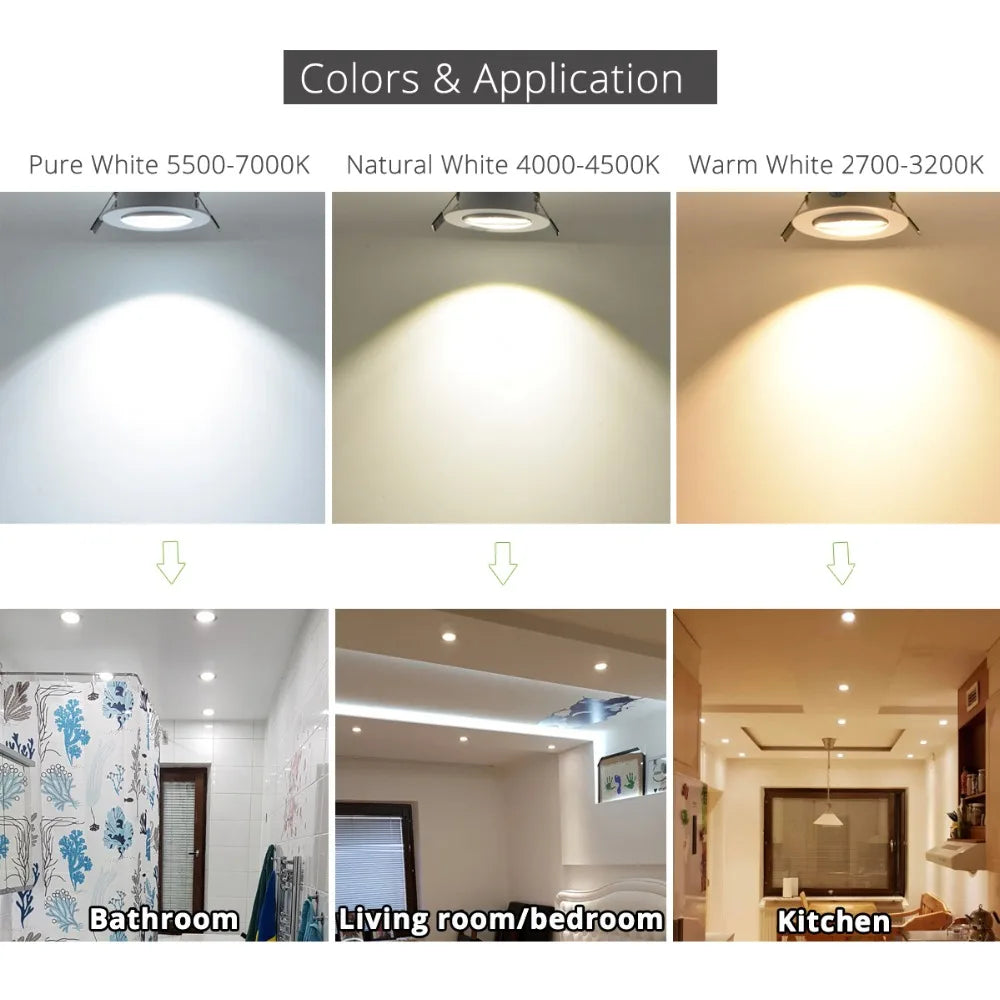 Spot LED Encastré Dimmable – 9W / 12W / 15W – Lumière Chaude / Naturelle / Blanche