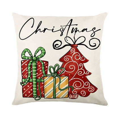 Housse de Coussin Noël ❄️🦨 | Flocons &amp; Cerfs – Décoration Fêtes &amp; Canapé