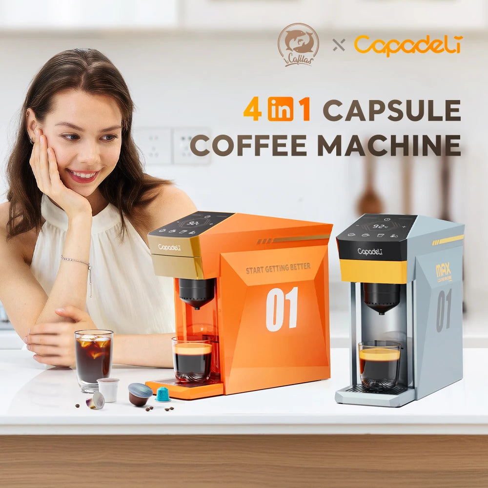 Machine à Café Capsules 4-en-1 Capadeli – Compatible Nespresso, DG, K-Cup &amp; Café Moulu