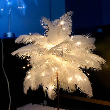 Lampe de Table Plumes LED – Touch Control &amp; Rechargeable – Déco Chambre &amp; Mariage