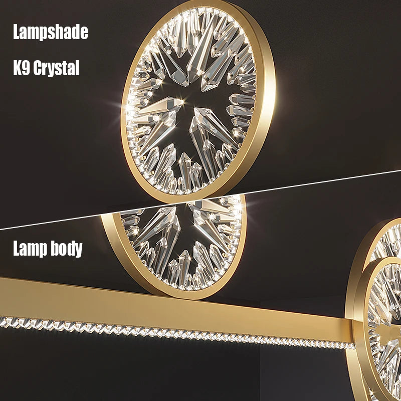 Lustre Anneau Cristal LED – Suspension Circulaire Or &amp; Cristal K9 | Modern Ring Chandelier