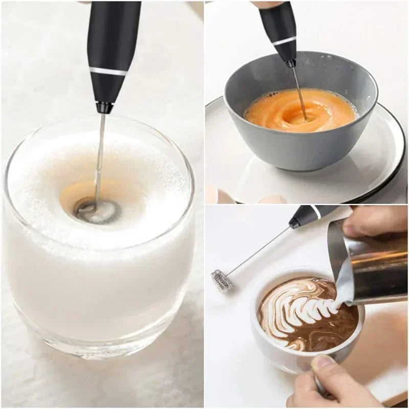 Mousseur à Lait Électrique USB – Mixeur à Main 3‑en‑1 pour Café &amp; Cappuccino