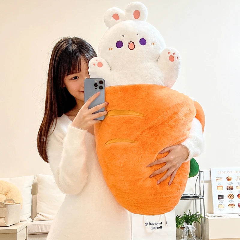 Peluche Kawaii Géante – Chat Taiyaki, Lapin Fraise &amp; Animaux Mignons | Coussin Doudou