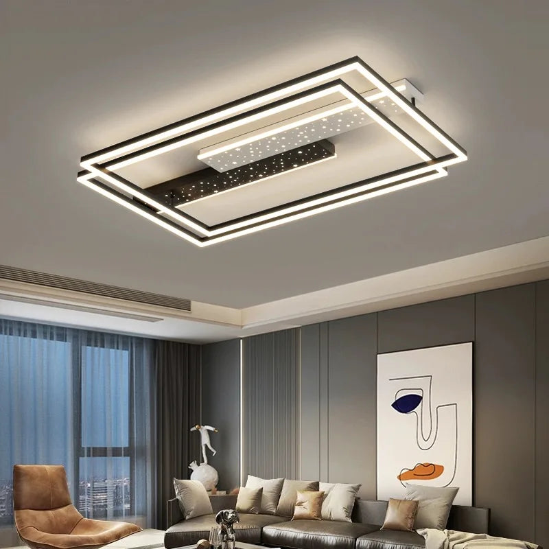 Plafonnier LED Acrylique Style Nordique – Dimmable Tricolore – Rond, Carré ou Rectangle – Salon &amp; Chambre