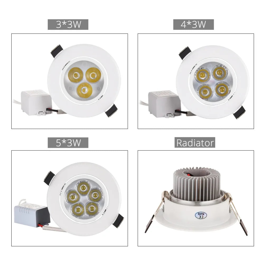 Spot LED Encastré Dimmable – 9W / 12W / 15W – Lumière Chaude / Naturelle / Blanche