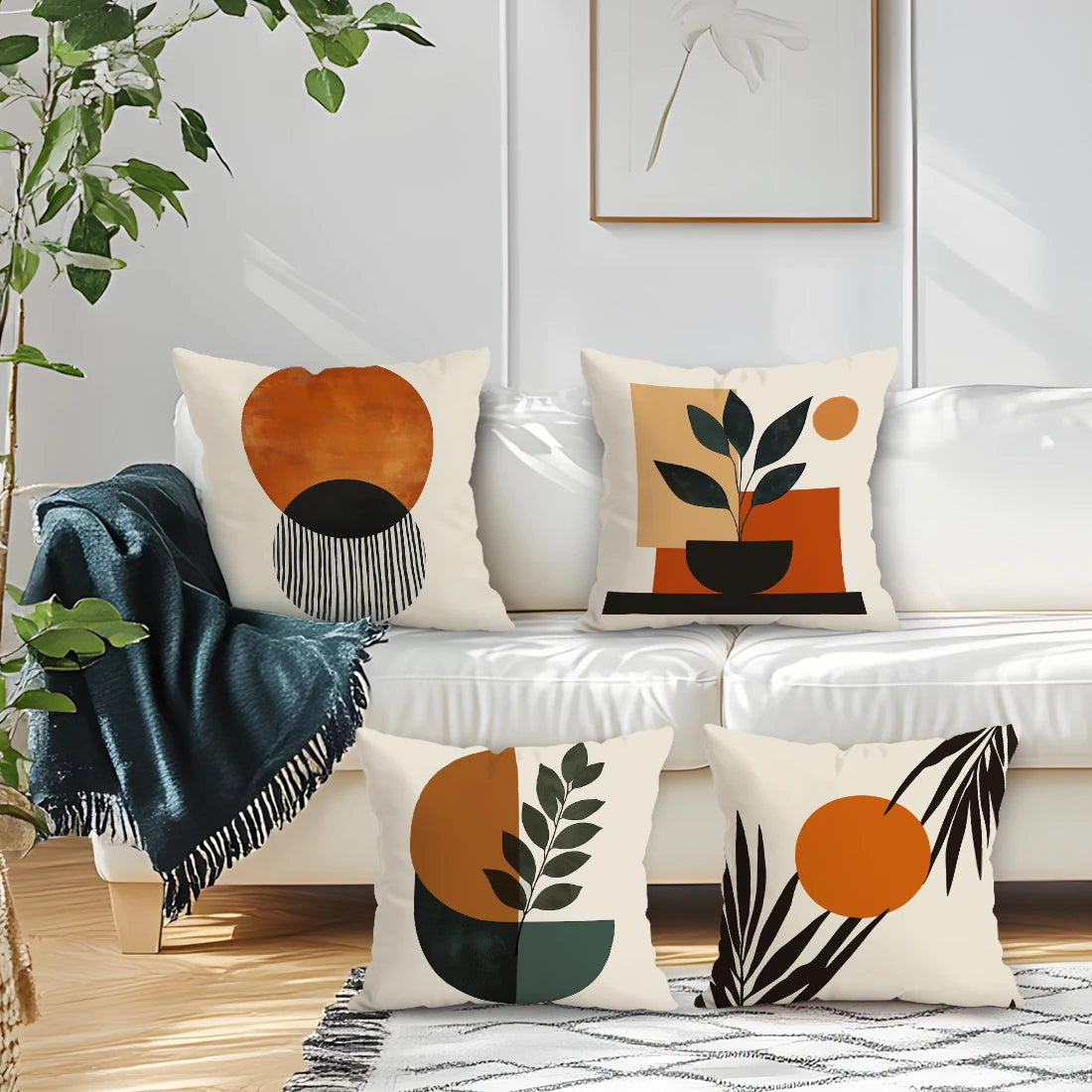 Housse de Coussin Géométrique Abstrait – À l’Unité ou Lot de 4 | 40, 45 &amp; 50cm
