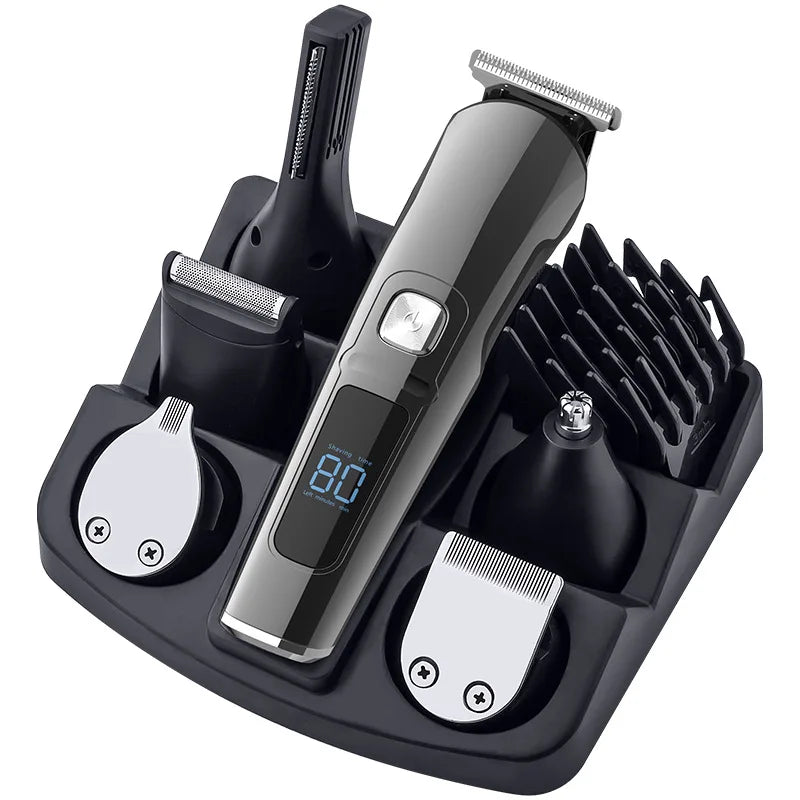 Tondeuse Multifonction 6-en-1 – Barbe, Corps, Waterproof | Rechargeable USB