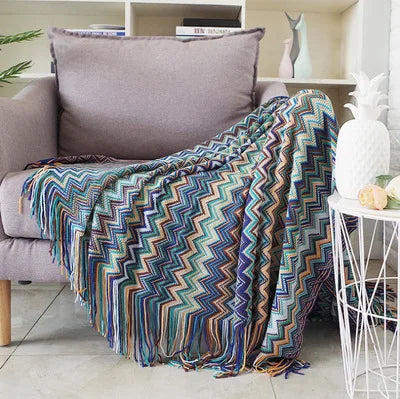 Plaid Boho Aztec – Couverture &amp; Jeté de Canapé – Multi Tailles