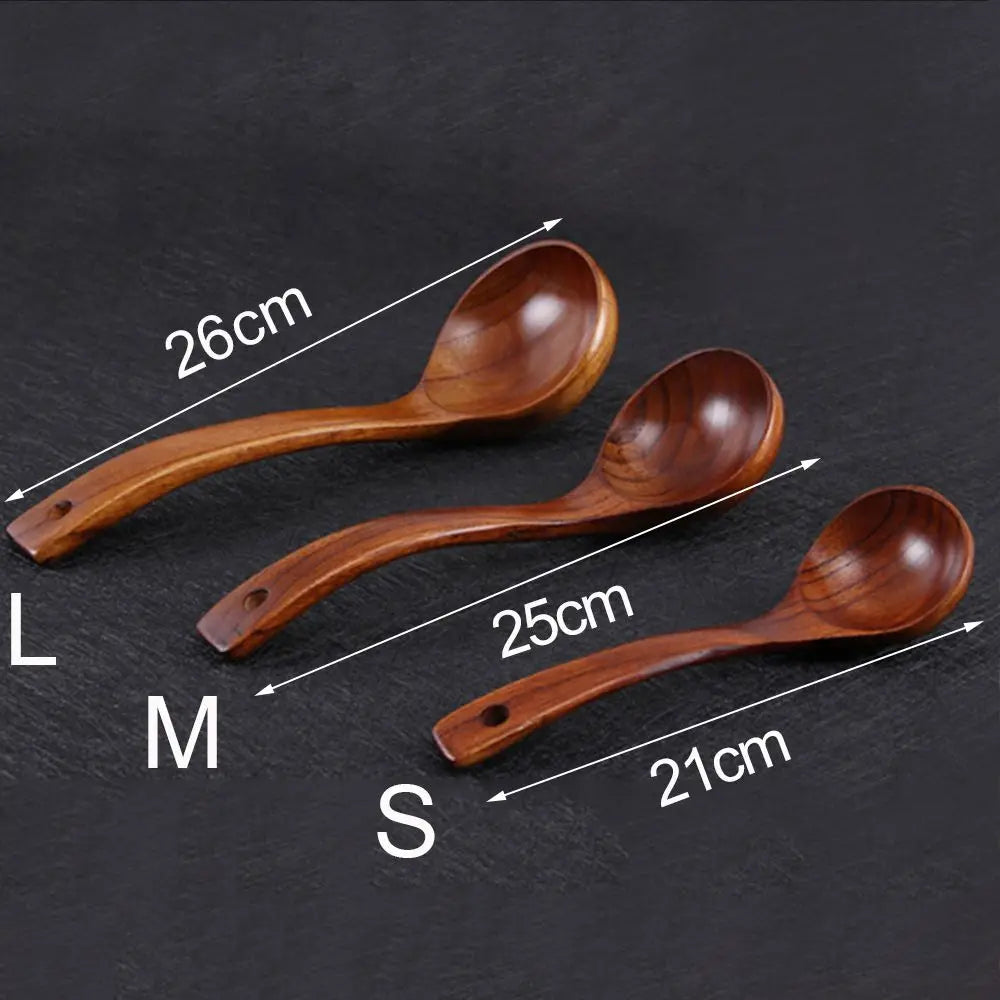 Cuillère en Bois Naturel – Long Manche – Soupe, Ramen &amp; Cuisine
